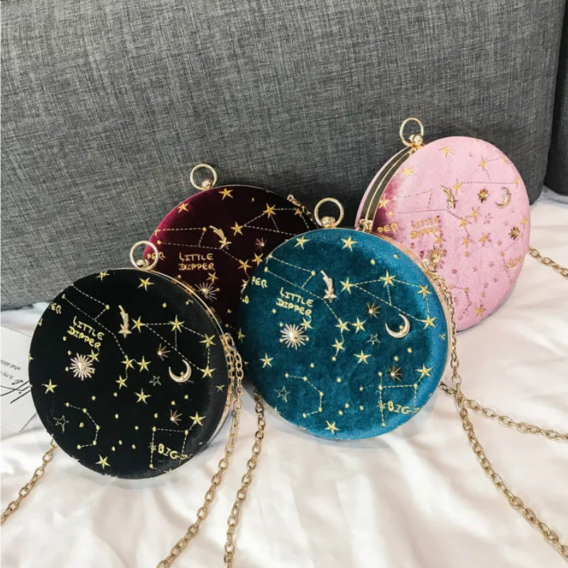 Women Shoulder Bag Starry Sky Crossbody Suede Messenger Small Purses