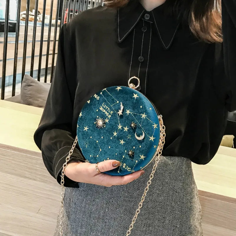 Women Shoulder Bag Starry Sky Crossbody Suede Messenger Small Purses
