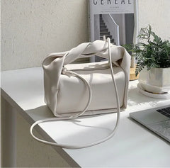 Ruched Square Women Handbags Shoulder Bags Soft Pu Leather Crossbody Bag