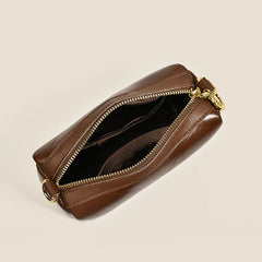 Solid Leather Saddle Bag Small Shoulder Crossbody