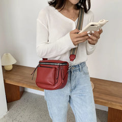 Soft Leather Saddle Shoulder Bag Women Crossbody Chest Pack