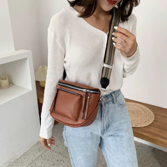 Soft Leather Saddle Shoulder Bag Women Crossbody Chest Pack