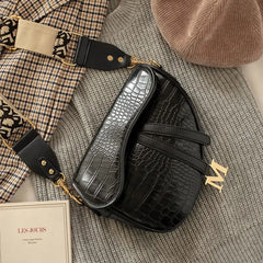 Women's Crozzling Shoulder Bag PU Material Lock Ornament Bag