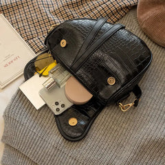 Women's Crozzling Shoulder Bag PU Material Lock Ornament Bag