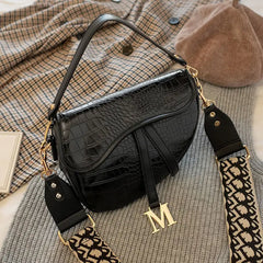 Women's Crozzling Shoulder Bag PU Material Lock Ornament Bag