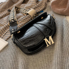 Women's Crozzling Shoulder Bag PU Material Lock Ornament Bag