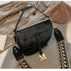 Women's Crozzling Shoulder Bag PU Material Lock Ornament Bag
