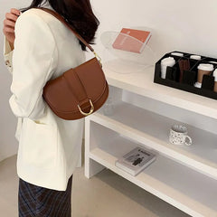 Saddle Women Shoulder Bags Wide Strap Handbags Pu Leather Crossbody Messenger Ba