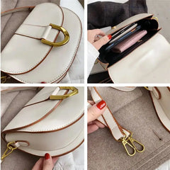 Saddle Women Shoulder Bags Wide Strap Handbags Pu Leather Crossbody Messenger Ba