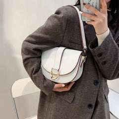 Saddle Women Shoulder Bags Wide Strap Handbags Pu Leather Crossbody Messenger Ba
