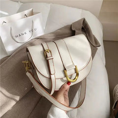 Saddle Women Shoulder Bags Wide Strap Handbags Pu Leather Crossbody Messenger Ba