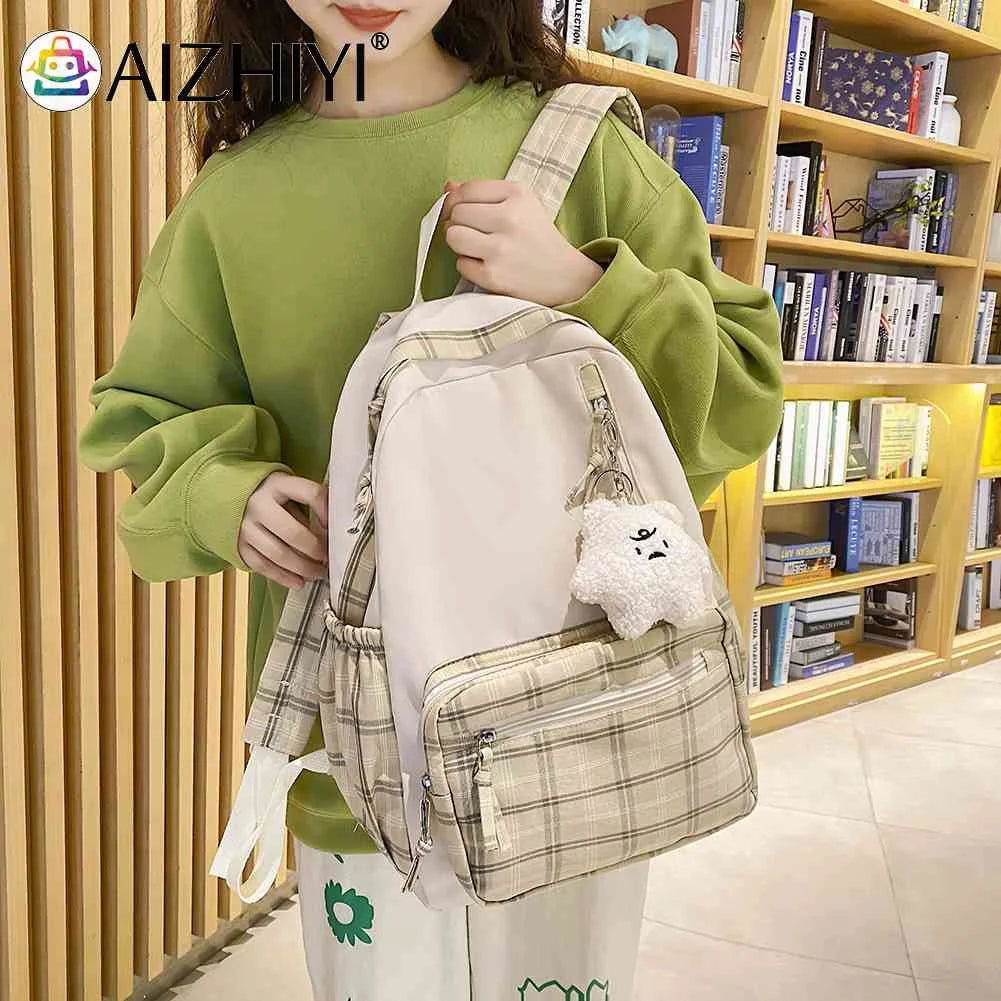 School Backpack Nylon Casual Student School Bag Zipper Pocket Travel Daypacks