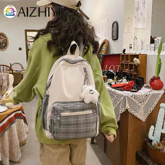 School Backpack Nylon Casual Student School Bag Zipper Pocket Travel Daypacks