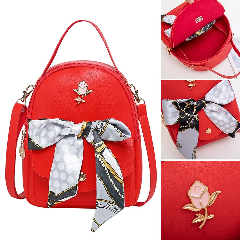 School Shoulder Bag PU Leather Adjustable Straps Casual Shopping Backpack