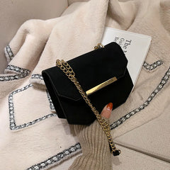 Scrub PU Crossbody Bag Chain Shoulder Handbag Totes Female Daily Bag