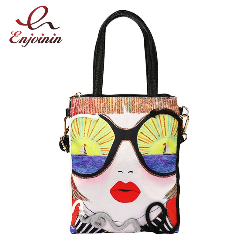 Sequin Character Leather Women Purses and Handbags Crossbody Messenger Bag