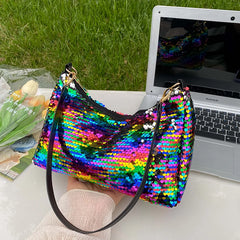 Sequined Evening Shoulder Bag for Ladies Dinner Party Small Purse