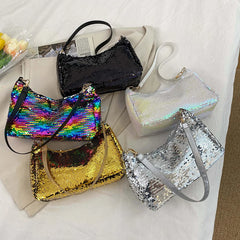 Sequined Evening Shoulder Bag for Ladies Dinner Party Small Purse