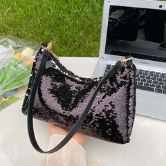 Sequined Evening Shoulder Bag for Ladies Dinner Party Small Purse
