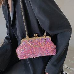 Sequins Mini Shoulder Bag Women Metal Top Clutch Bag Summer