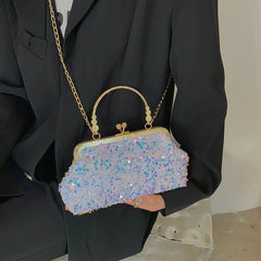 Sequins Mini Shoulder Bag Women Metal Top Clutch Bag Summer