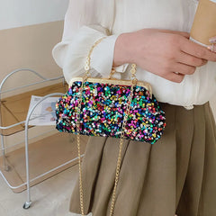 Sequins Mini Shoulder Bag Women Metal Top Clutch Bag Summer