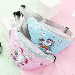 Sequins Unicorn Waist Bag Fanny Pack Girls Shoulder Belt Kids Phone Pouch