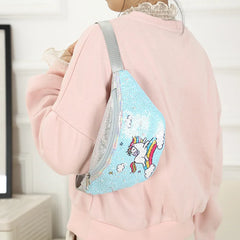 Sequins Unicorn Waist Bag Fanny Pack Girls Shoulder Belt Kids Phone Pouch