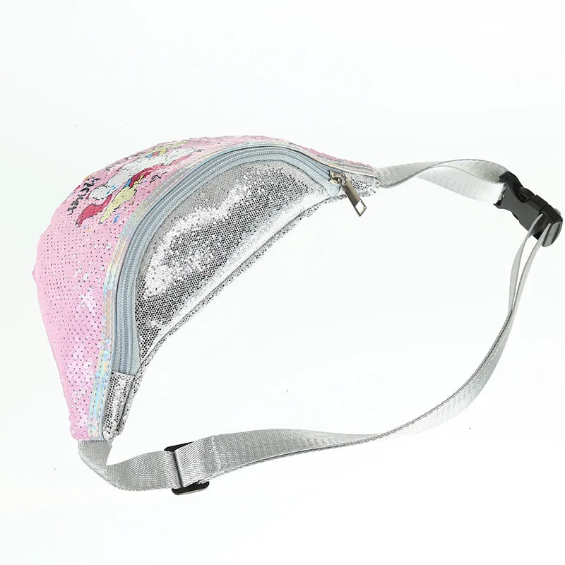 Sequins Unicorn Waist Bag Fanny Pack Girls Shoulder Belt Kids Phone Pouch