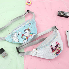 Sequins Unicorn Waist Bag Fanny Pack Girls Shoulder Belt Kids Phone Pouch