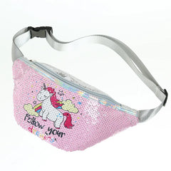 Sequins Unicorn Waist Bag Fanny Pack Girls Shoulder Belt Kids Phone Pouch