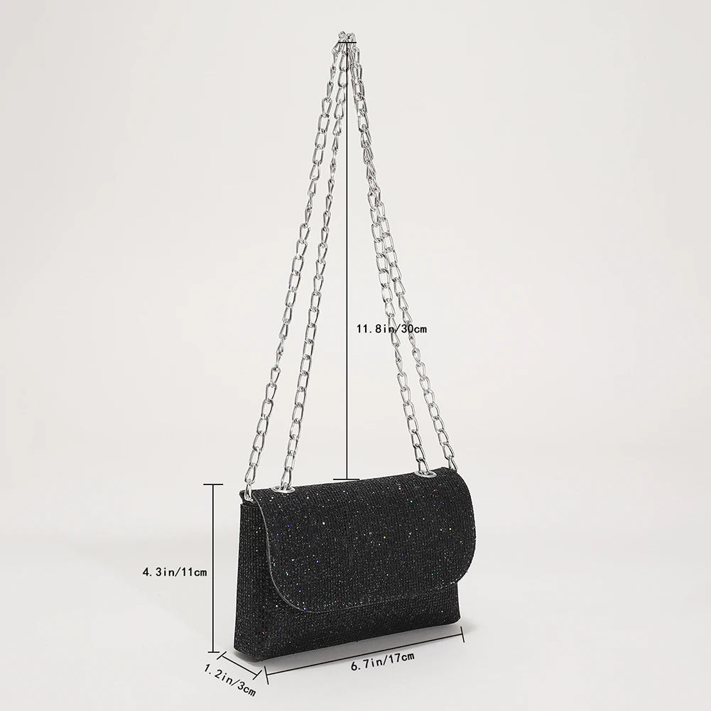 Sequins Underarm Shoulder Bag Female Leather Party Wedding Purses Handbag