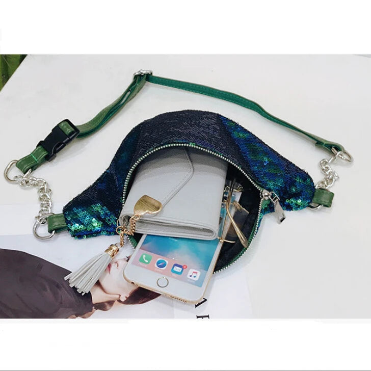 Sequins Waist Pack Chain Belt Bag Leg Bag Phone Pouch Bags