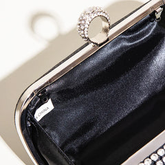 Shining Diamond Clutches Ring Evening Bags Metal Silver Chain Shoulder Bag