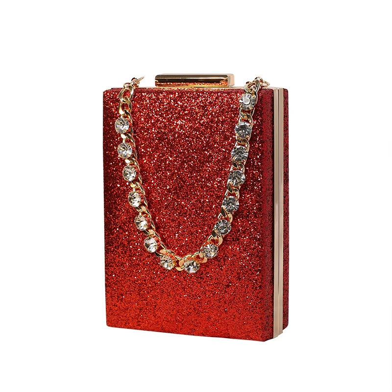 Shining Paillette Handbag Evening Bag Rhinestone Ring Totes Clutch Purse