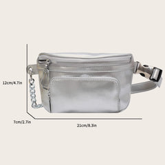Leather Chest Bag Chain Fanny Waist Pack Two Layer Pouch Belt Phone Purse
