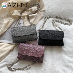 Sequins Clutch Evening Bag Crossbody Handbag with Chain