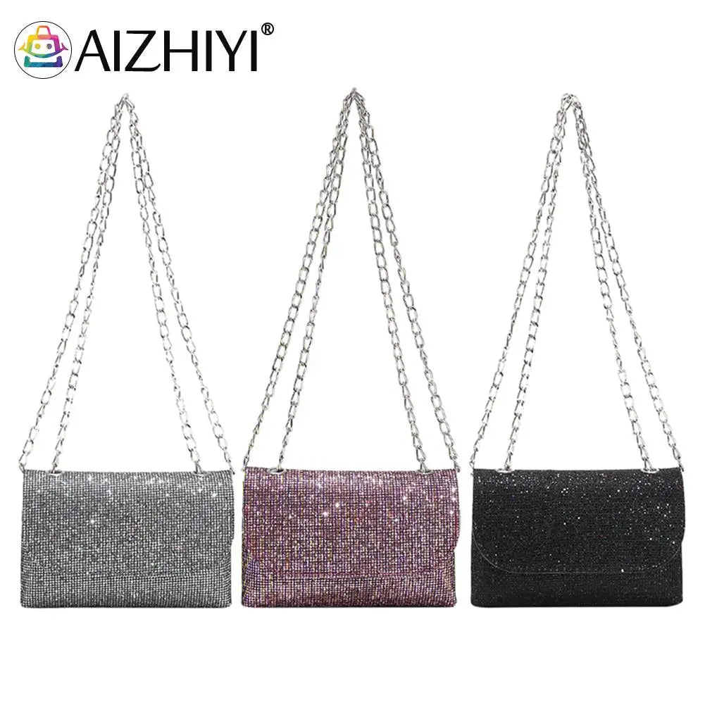 Sequins Clutch Evening Bag Crossbody Handbag with Chain