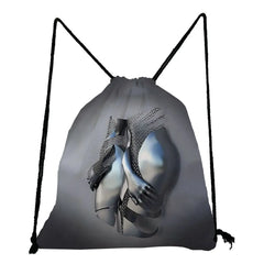 Abstract Print Drawstring Backpack, Retro Style