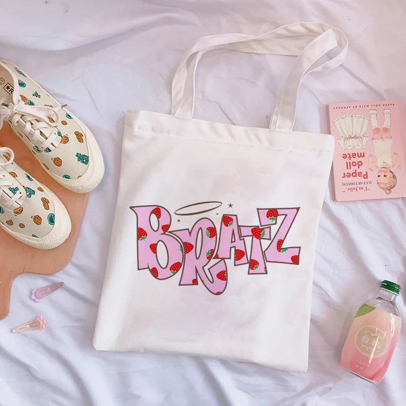 Love Print Y2k Anime Canvas Shopping Bag