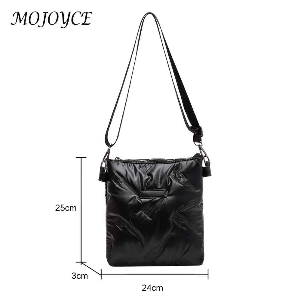 Quilted Cotton Padded Shoulder Handbag Solid Crossbody Zipper for Travel Lady