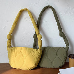 Shoulder Bag Autumn Winter Female Down Bag Solid Lattice Large Capacity