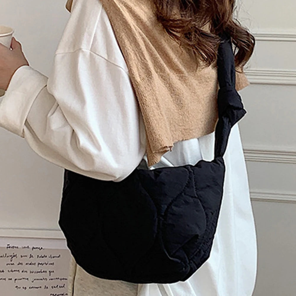 Shoulder Bag Autumn Winter Female Down Bag Solid Lattice Large Capacity
