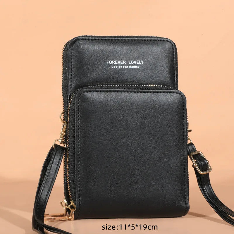 Matte Leather Shoulder Bag with Dual Compartments