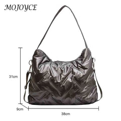 Quilted Shoulder Bag Cotton Padded Messenger Crossbody Handbag for Travel