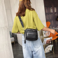 PU Leather Bucket Bag Round Shoulder Bags Lady Crossbody Bag