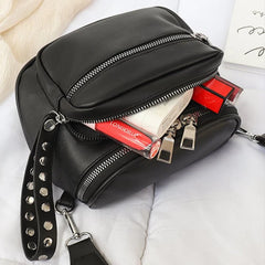 PU Leather Bucket Bag Round Shoulder Bags Lady Crossbody Bag
