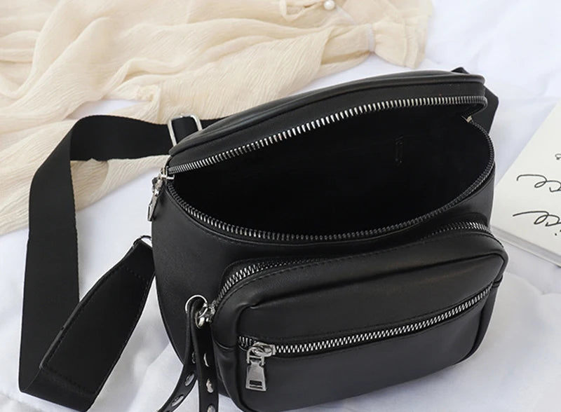 PU Leather Bucket Bag Round Shoulder Bags Lady Crossbody Bag