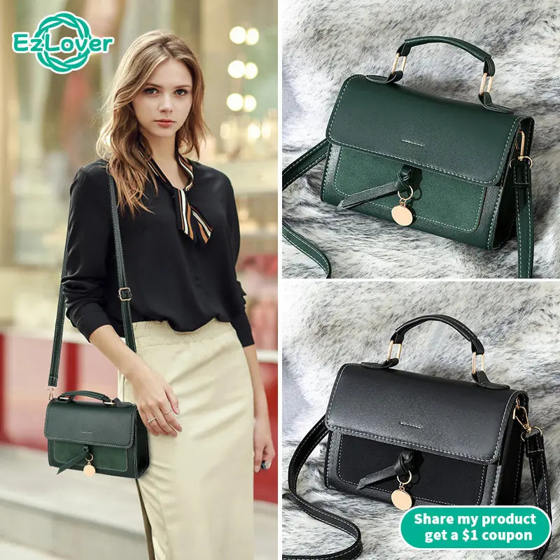 Women's PU Leather Shoulder Bag Crossbody Handbag Vintage Square Purse