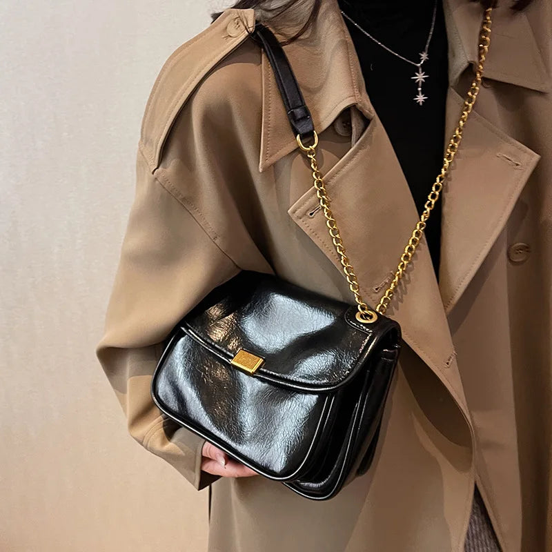 Women's PU Leather Shoulder Bag Flap Armpit Handbag